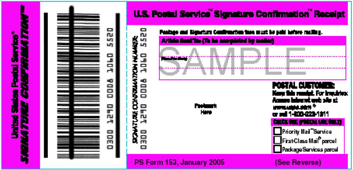 PS Form 153 Example - www.Free-Government-Forms.com